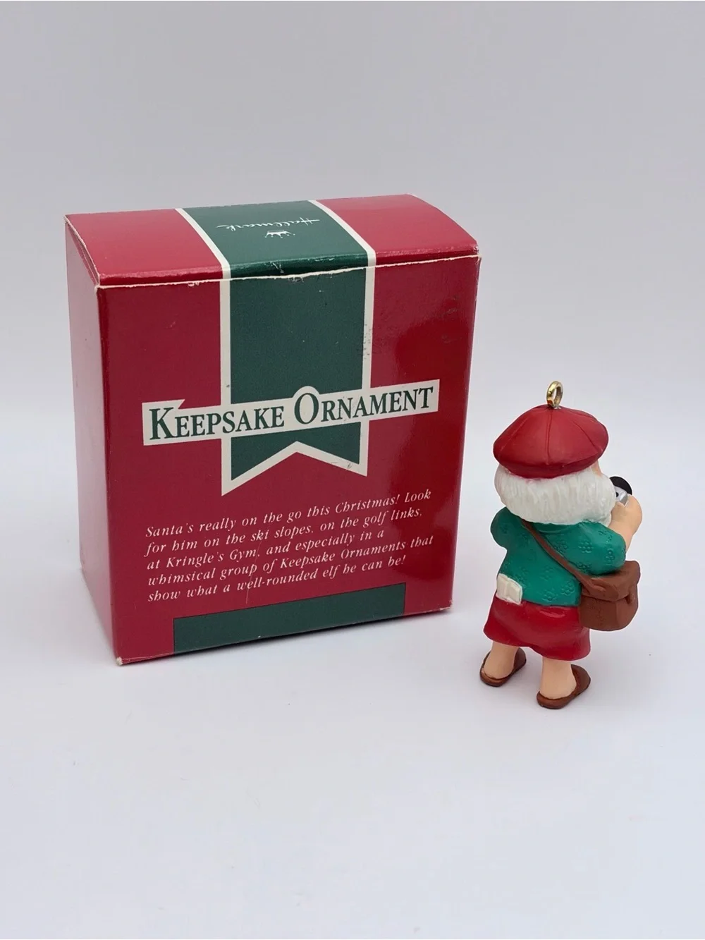 VTG 1989 “Camera Claus” Santa Small Hallmark Ornament with Box